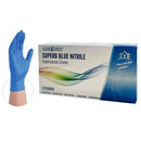 Superb Blue Powder-Free Nitrile Examination Gloves, Medium, 100/Box. Provide a comfortable fit and feel while offering the tensile strength necessary for demanding environments. Made from 100% Nitrile, a synthetic compound that is completely free of skin-irritating rubber proteins. Latex-free. Non-sterile. Finger thickness: 0.10mm/4mil. Ambidextrous.