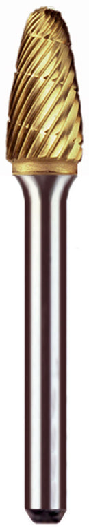 A-3/8 Lathe Type, Titanium-Nitride Coated Carbide Bur. Single Bur.