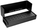 27 Hole - 27 FG - Black Anodized Aluminum Bur Block. Autoclavable with Dimensions of 80 mm X 25 mm.