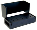 15 Hole - 15 FG - Black Anodized Aluminum Bur Block. Autoclavable with Dimensions of 55 mm X 25 mm X 31 mm.
