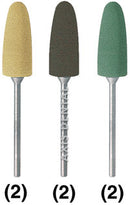Acrylic Polishers Kit - HP, Round End Taper Head Shape, Silicone Polishers for Adjusting and Polishing Acrylic Materials, Autoclavable, Package of 6 Points 2 of each: Green/Coarse, Black/Medium, Yellow/Fine.
