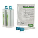 Extrude Medium Body - Green, Regular Set vinyl polysiloxane, 2 - 50 ml Cartridges and 6 Universal Mixing Tips - Green.