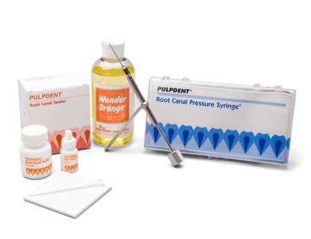 Pressure Syringe Combo Kit: Pressure Syringe, handle, 30 assorted needles, Pulpdent Root Canal Sealer Kit, 8 oz Wonder Orange
