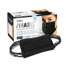 iMask Premium Ear-Loop Masks ASTM Level 3, Black, 50/Box. Made from 3-ply Non-Woven fabric with adjustable nosepiece. BFE >= 98%, PFE >= 98%.