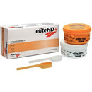 Elite HD+ Putty Soft, Regular Set - Orange, 250 mL Base and 250 mL Catalyst. Very high viscosity A-Silicone for fixed prosthesis.