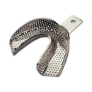 Metal mouthguard with a perforated design on a white background