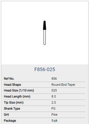 NTI Diamond Fine FG Round End Taper 856 5/pk