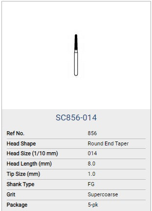 NTI Diamond SuperCoarse FG Round End Taper 856 5/pk