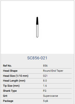 NTI Diamond SuperCoarse FG Round End Taper 856 5/pk