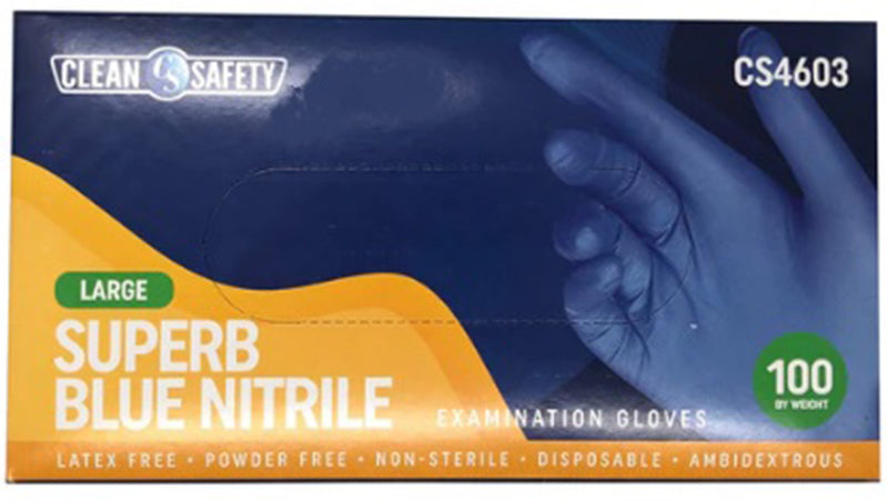 Superb Blue Nitrile Examination Gloves Box of 100